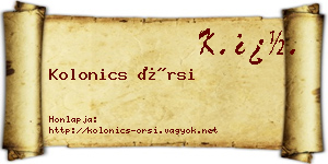 Kolonics Örsi névjegykártya